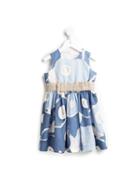 Il Gufo Japanese Flower Print Dress, Girl's, Size: 12 Yrs, Blue