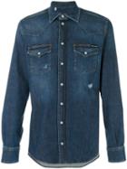 Dolce & Gabbana - Western Denim Distressed Shirt - Men - Cotton/spandex/elastane - 43, Blue, Cotton/spandex/elastane