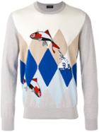 Ballantyne - Fish Intarsia Jumper - Men - Cotton/cashmere - 50, Grey, Cotton/cashmere