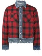Amiri Reversible Flannel And Denim Trucker Jacket - Red