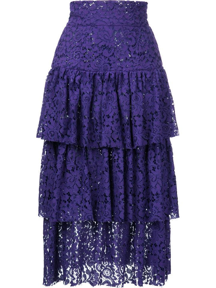 Bambah - Layered Midi Skirt - Women - Polyester - 10, Pink/purple, Polyester