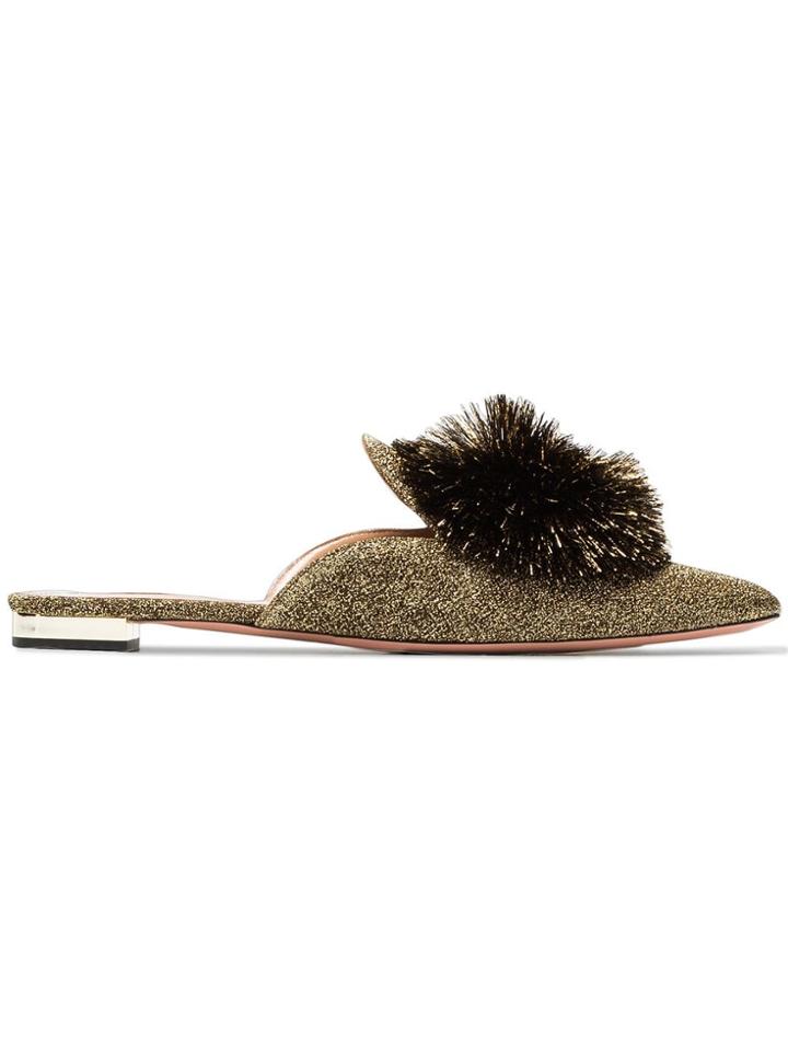 Aquazzura Powder Puff Mules - Metallic