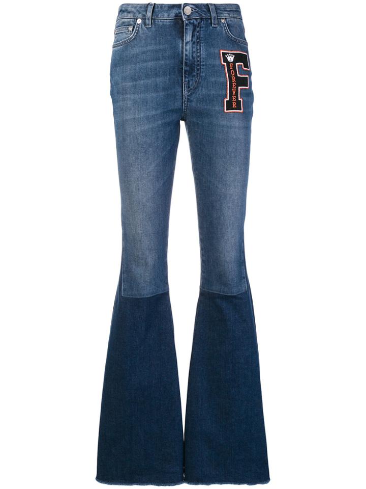 Dolce & Gabbana Logo Patch Flared Jeans - Blue