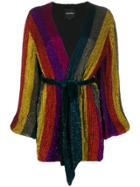 Retrofete Sparkle-effect Striped Wrap-around Dress - Yellow