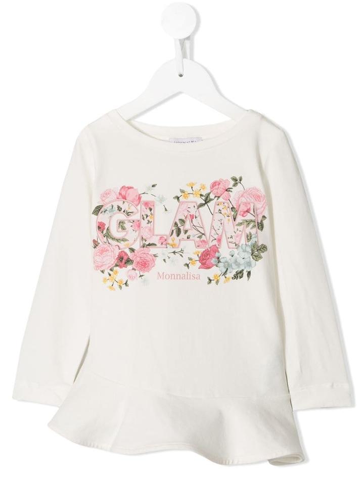 Monnalisa Teen Glam Embroidered Top - White