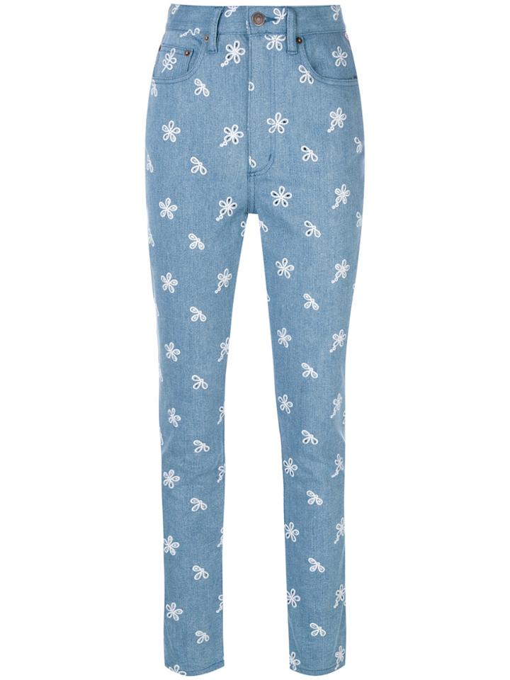 Marc Jacobs High Waist Embroidery Jeans - Blue