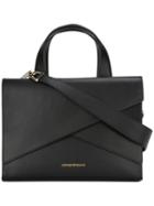 Emporio Armani Logo Print Shoulder Bag, Women's, Black, Cotton/calf Leather