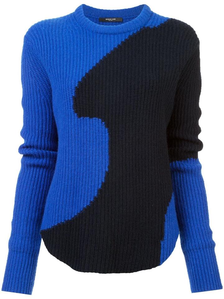 Derek Lam Colorblocked Ribbed Cashmere Sweater - Blue