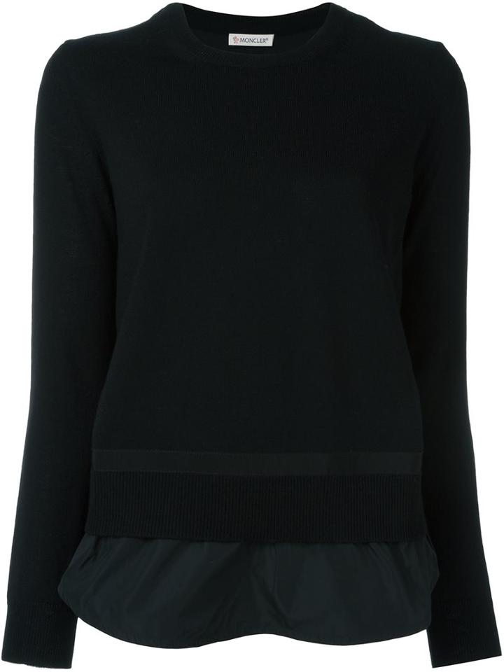 Moncler Layered Effect Knit Sweater, Women's, Size: Small, Black, Polyester/virgin Wool