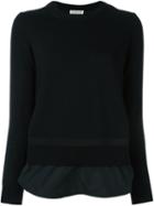 Moncler Layered Effect Knit Sweater, Women's, Size: Small, Black, Polyester/virgin Wool