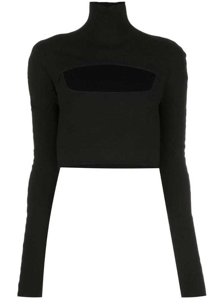 Dion Lee Cropped Funnel Neck Top - Black