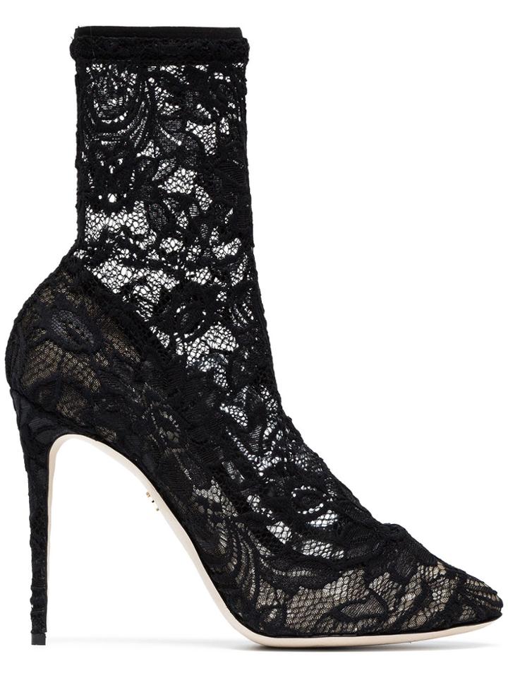 Dolce & Gabbana 105 Leather And Goatskin Lace Boots - Black