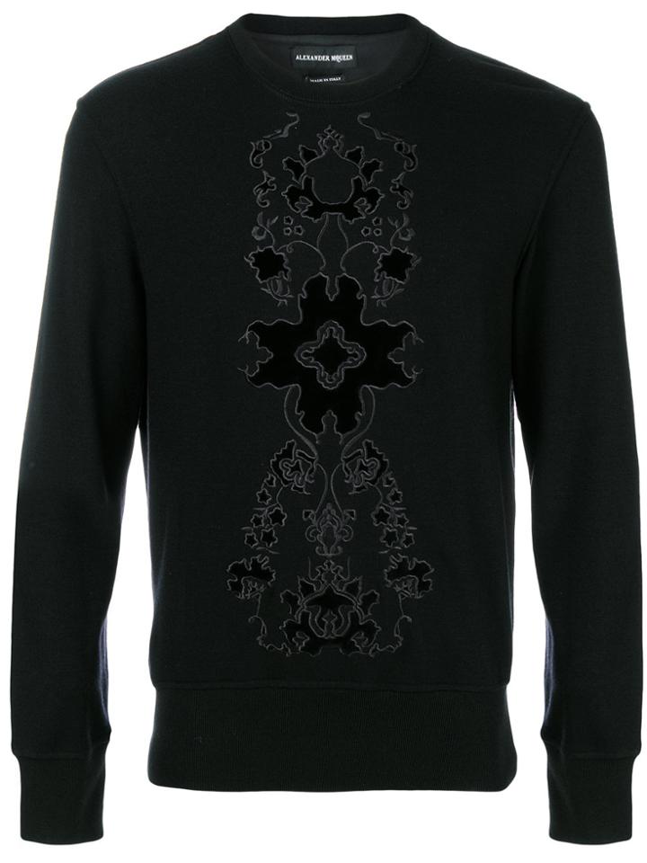 Alexander Mcqueen Embroidered Velvet Jumper - Black