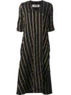 Uma Wang Striped Flared Dress, Women's, Size: Medium, Black, Wool/polyester/viscose/polyamide