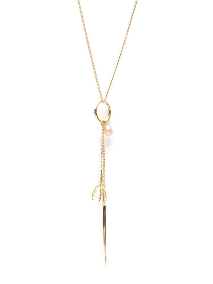 Wouters & Hendrix Gold Spikes, Pearls And Claws Long Necklace/earring, Women's, Metallic, 18kt Gold