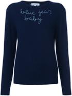Lingua Franca Embroidered Quote Sweater - Blue