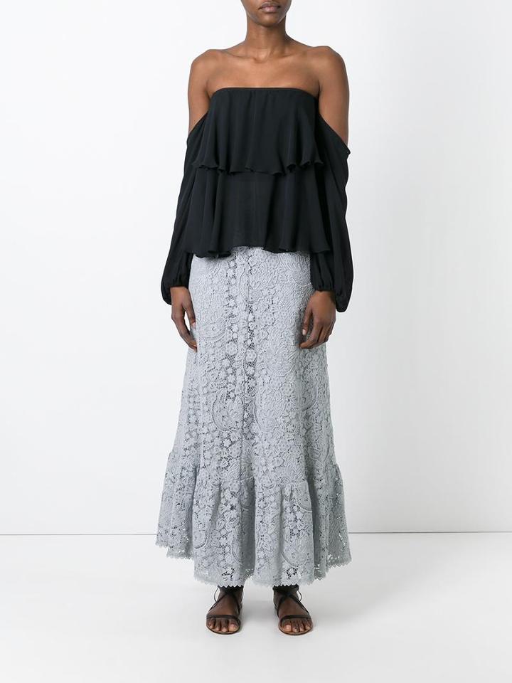 Red Valentino Lace Skirt, Women's, Size: 42, Grey, Cotton/polyester