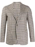 Eleventy Checked Single Breasted Blazer - Neutrals