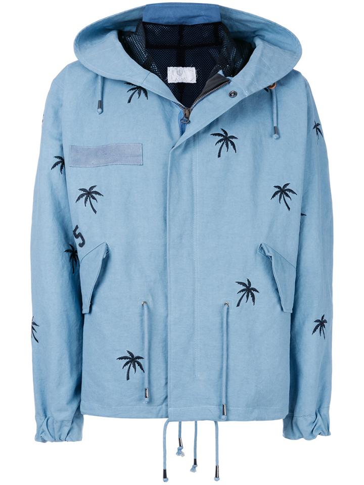 As65 Palm Embroidered Parka - Blue