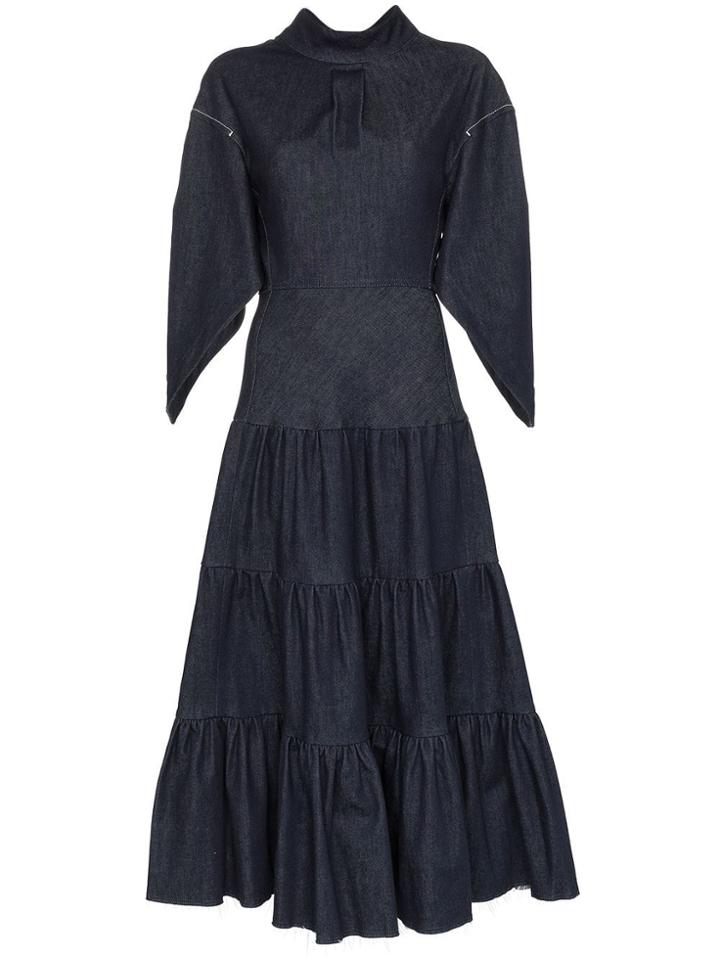 Chloé Denim Tiered Midi Dress - Blue
