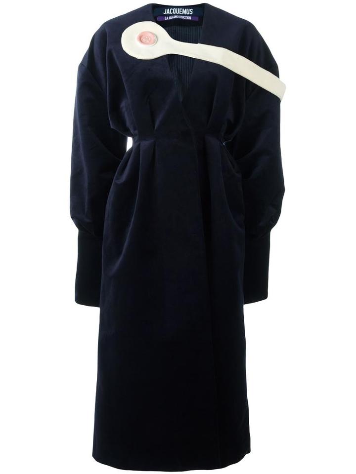 Jacquemus Button Detail Robe Coat, Women's, Size: 36, Blue, Cotton/acetate/polyester
