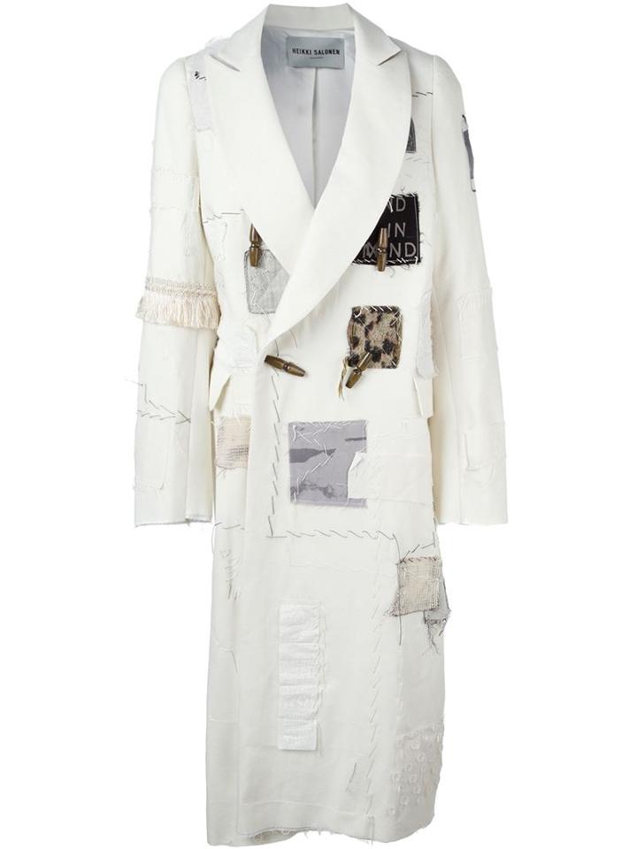 Heikki Salonen Fully Patched Long Coat, Women's, Size: Small, White, Viscose/wool