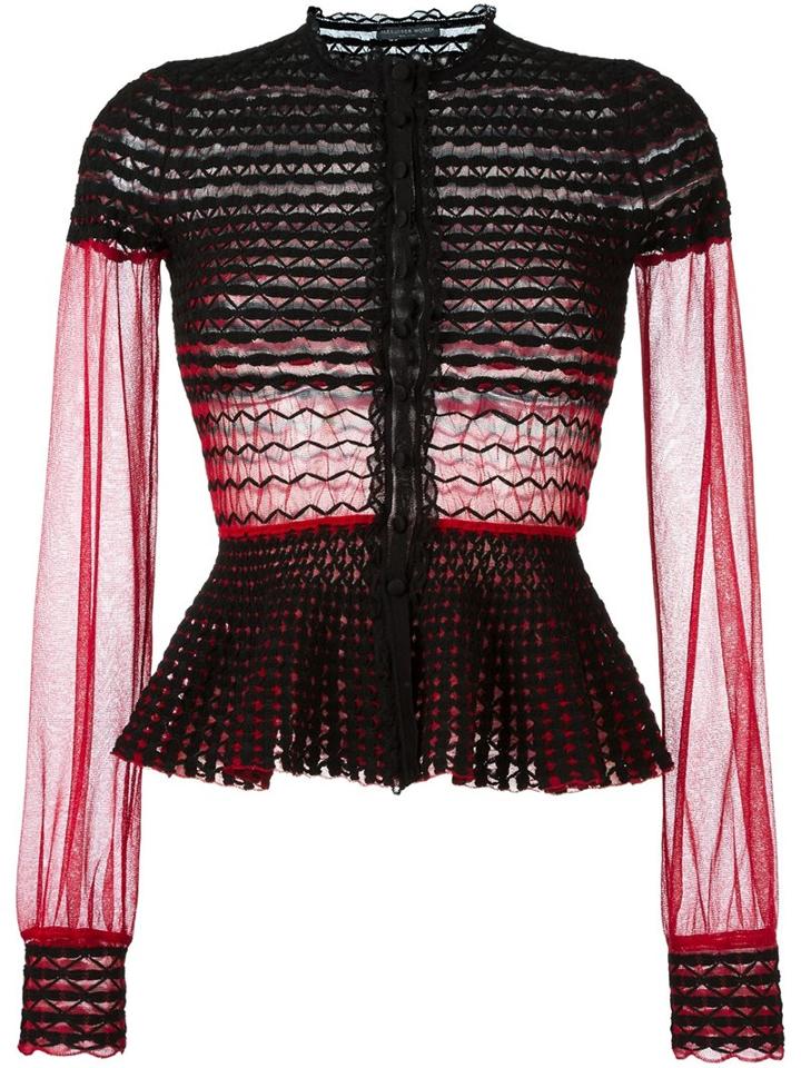 Alexander Mcqueen Knit Peplum Cardigan, Women's, Size: Small, Black, Silk/polyamide