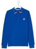 Moncler Kids Embroidered Logo Polo Shirt - Blue