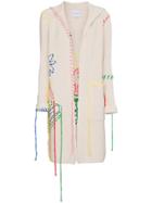 Mira Mikati Embroidered Hooded Long Cardigan - Nude & Neutrals