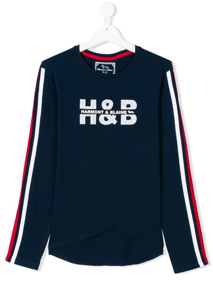 Harmont & Blaine Junior Embroidered Logo Top - Blue