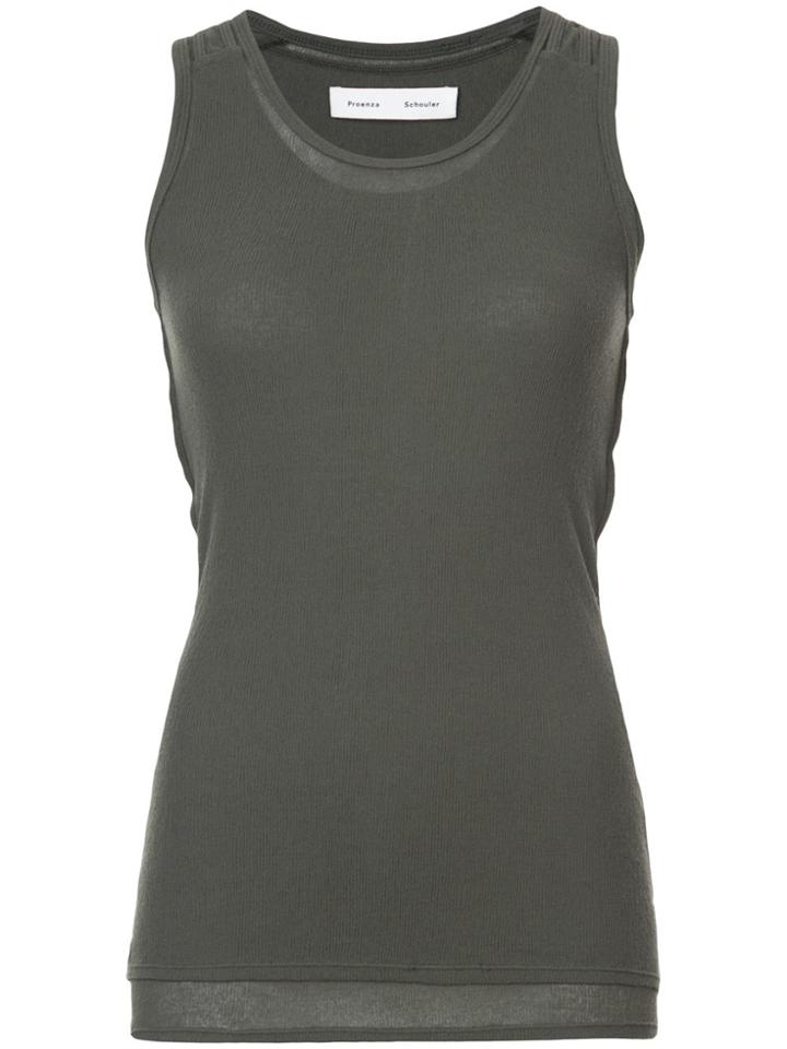 Proenza Schouler Pswl Layered Gauze Tank - Green