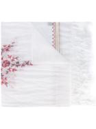 Forte Forte - Open Embroidery Fringed Scarf - Women - Ramie - One Size, White, Ramie