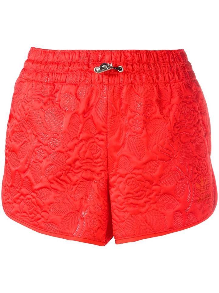 Adidas Originals Floral Embossed Shorts, Women's, Size: 38, Red