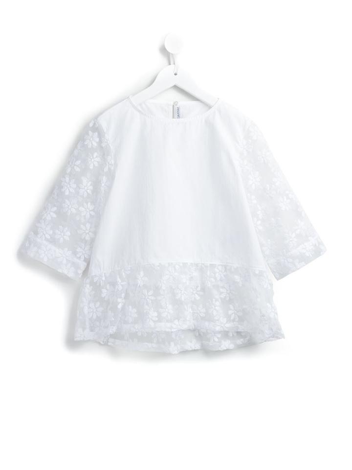 Simonetta Floral Lace Top, Girl's, Size: 6 Yrs, White