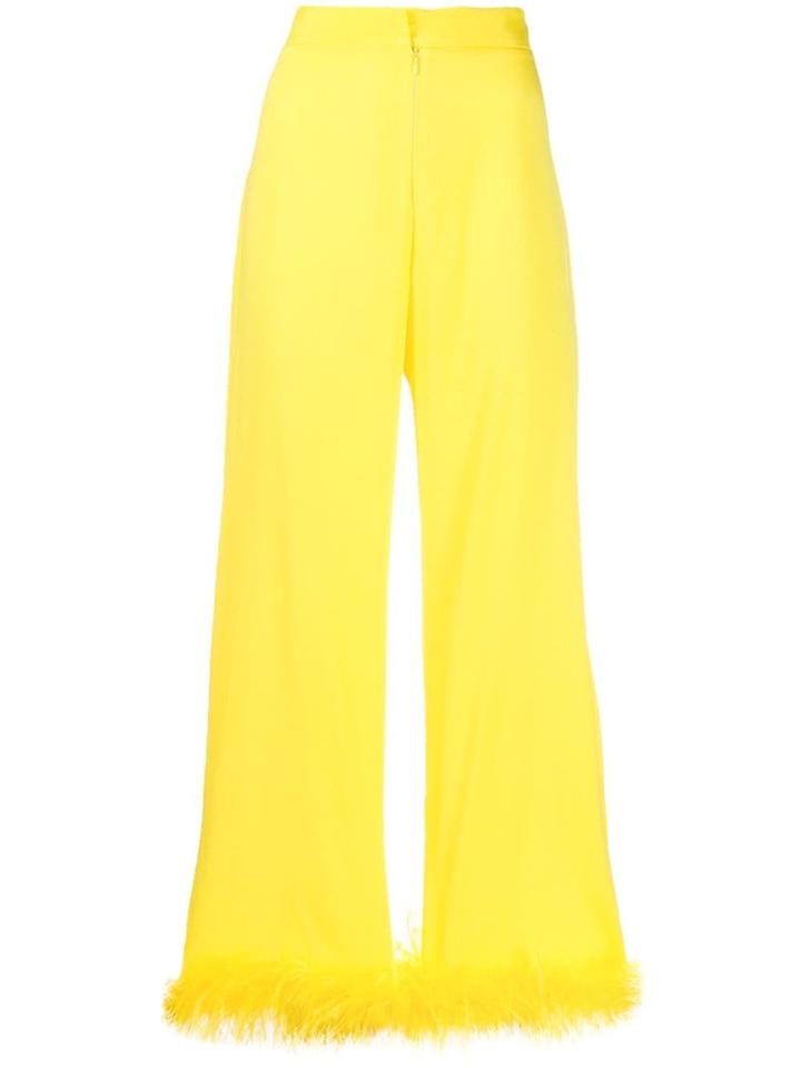 Silvia Astore Feather-embellished Cropped Trousers - Yellow