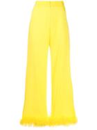 Silvia Astore Feather-embellished Cropped Trousers - Yellow