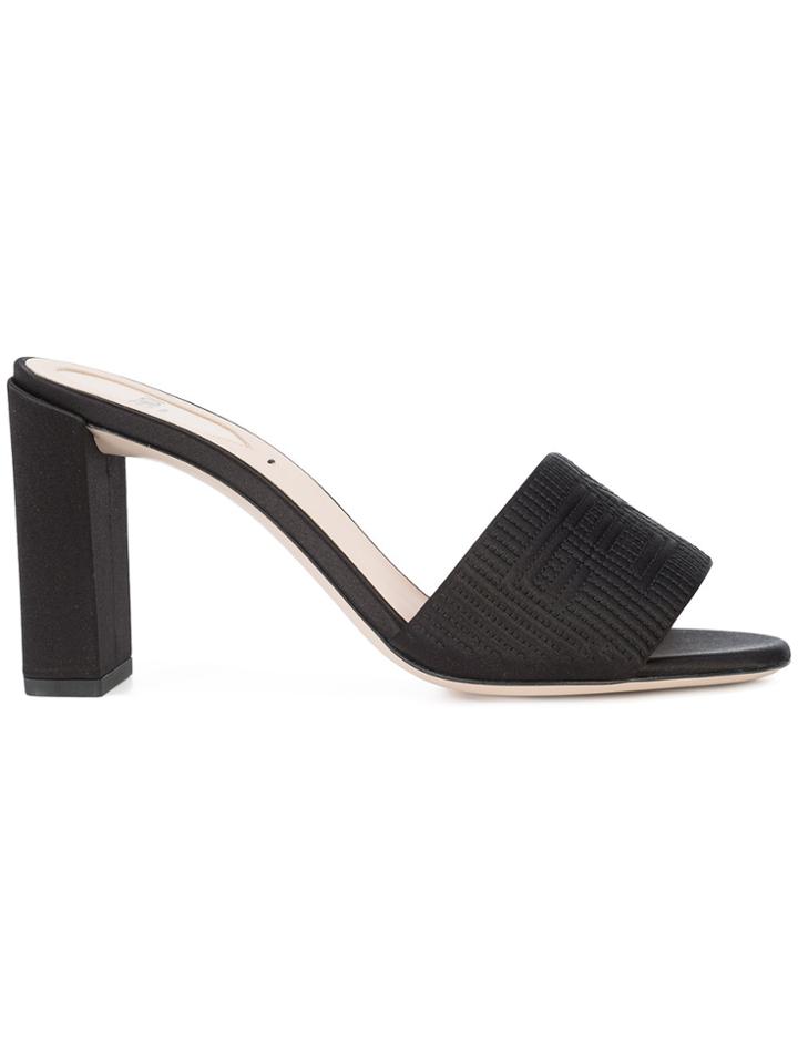 Fendi Logo Sandals - Black