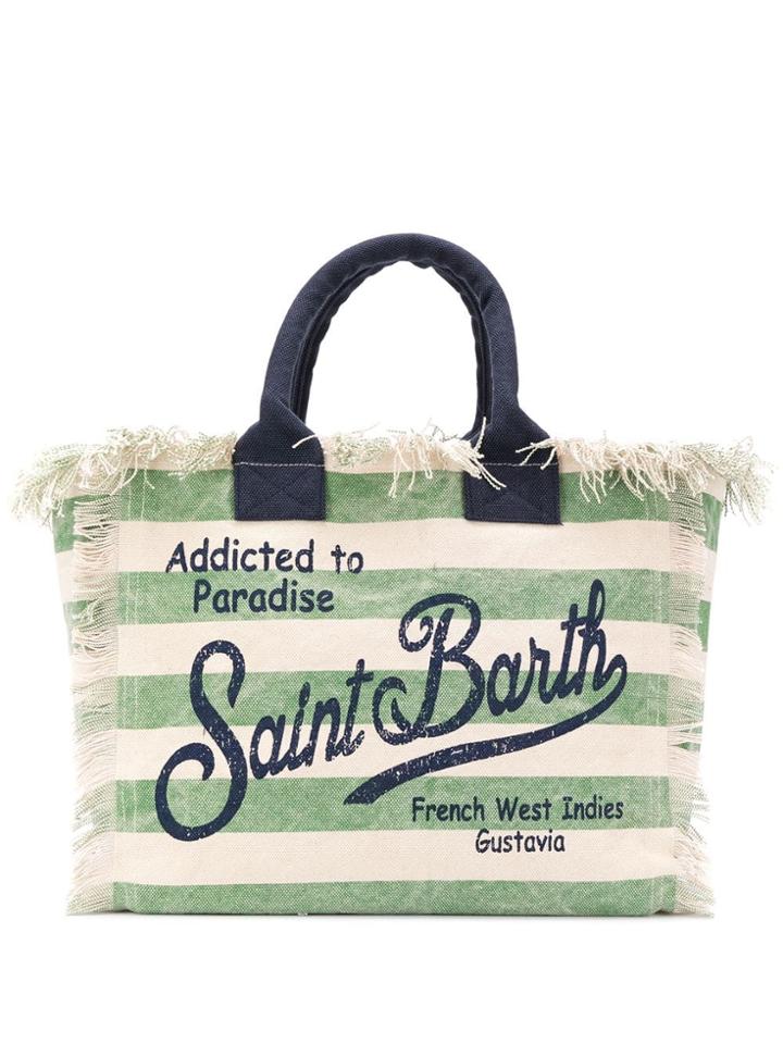 Mc2 Saint Barth Logo Striped Tote - Neutrals