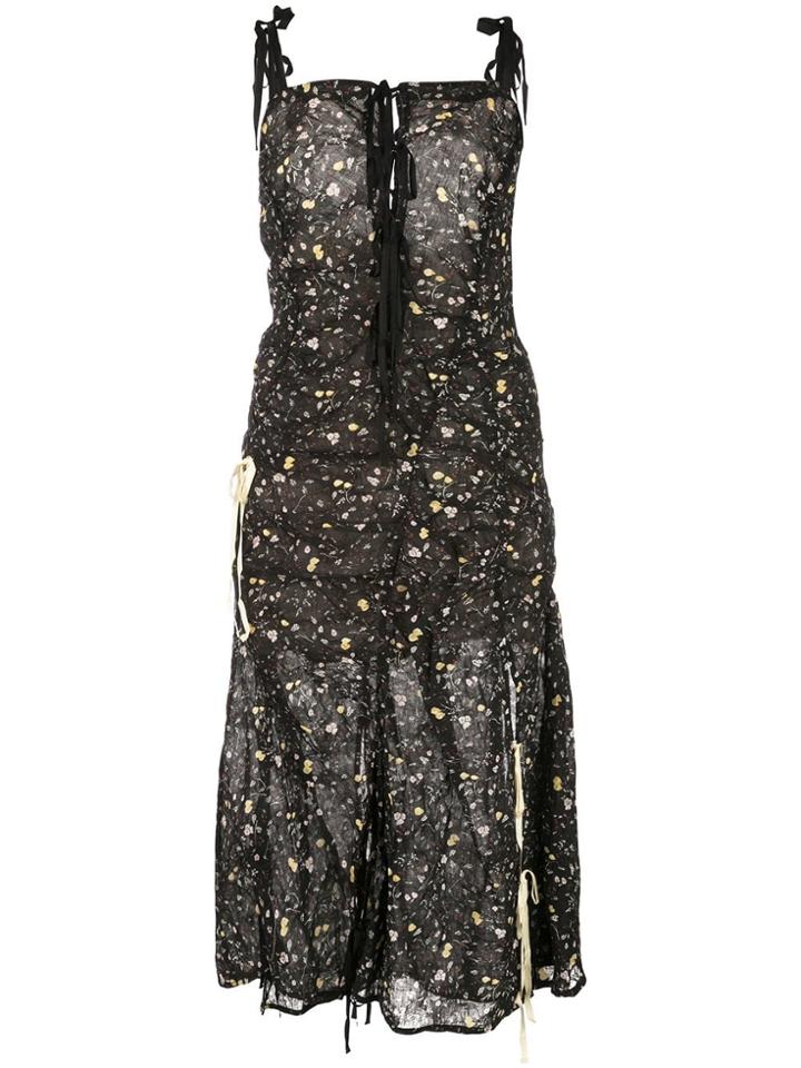 Renli Su Floral Print Dress - Black
