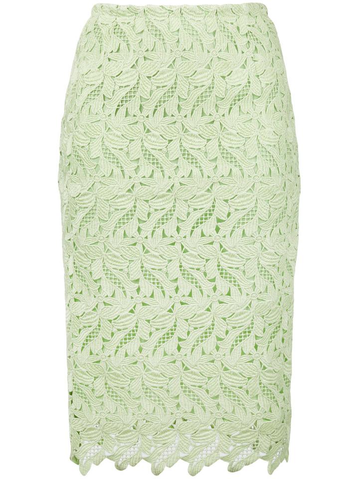 Lace Midi Skirt - Women - Cotton - 40, Green, Cotton, Ermanno Ermanno