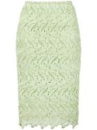 Lace Midi Skirt - Women - Cotton - 40, Green, Cotton, Ermanno Ermanno