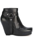 Rick Owens Harness Wedge Ankle Boots - Black