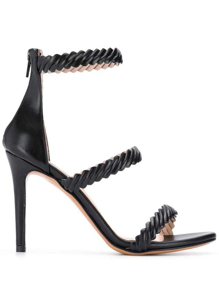 Albano Textured Strap Pumps - Black