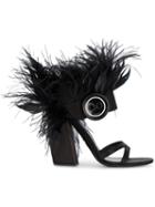 Prada Black Ostrich Feather 110 Leather Sandals