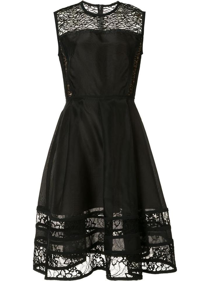 Jason Wu Lace Detailing Flared Dress, Women's, Size: 4, Black, Silk