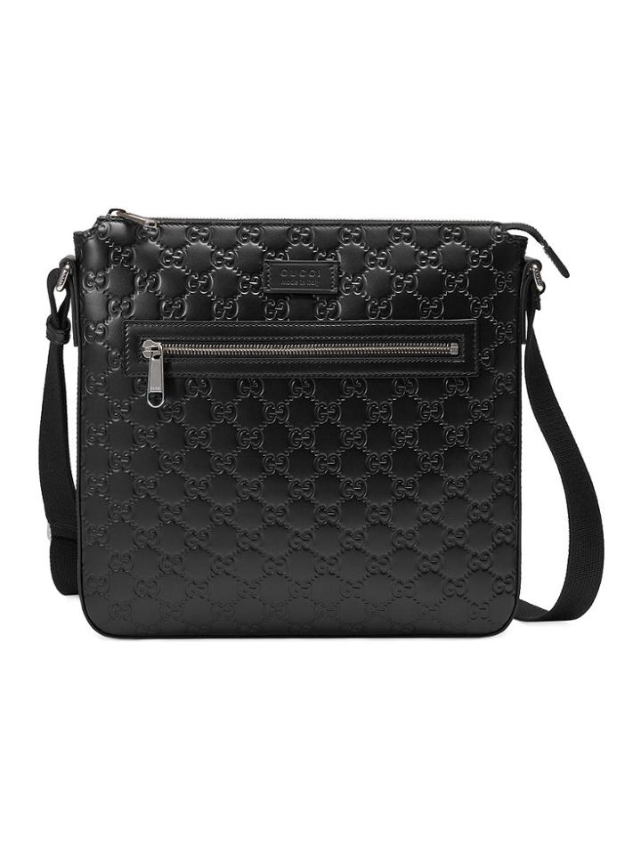 Gucci Gucci Signature Leather Messenger - Black