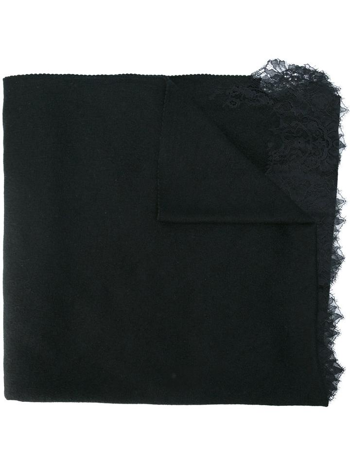 Ermanno Scervino - Lace Edges Scarf - Women - Silk/polyamide/cashmere - One Size, Women's, Black, Silk/polyamide/cashmere