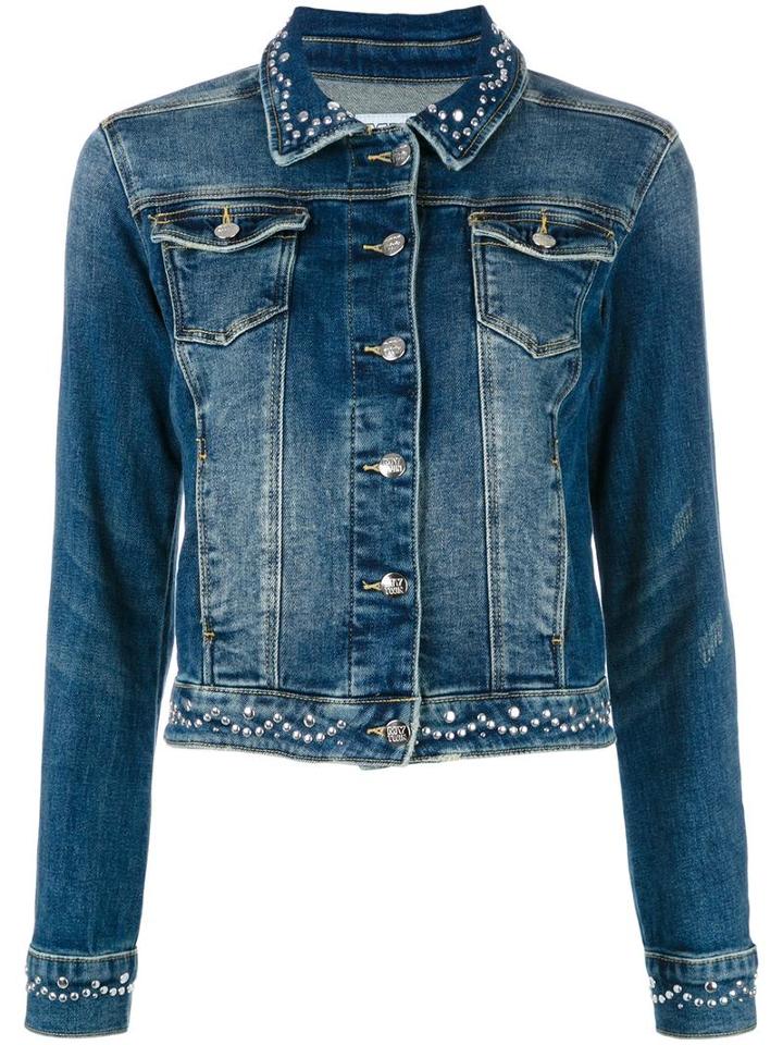 Twin-set Embellished Denim Jacket, Women's, Size: Medium, Blue, Cotton/spandex/elastane