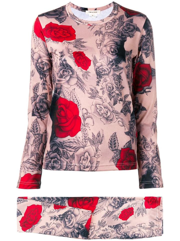 Comme Des Garçons Rose Print Two-piece Set - Neutrals