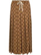 Gucci Gg Technical Pleated Jersey Skirt - Brown